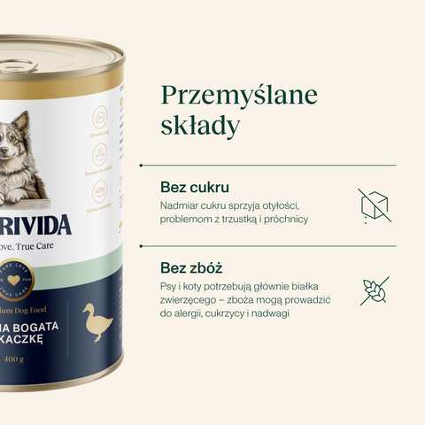 Karma mokra dla psa bogata w kaczkę