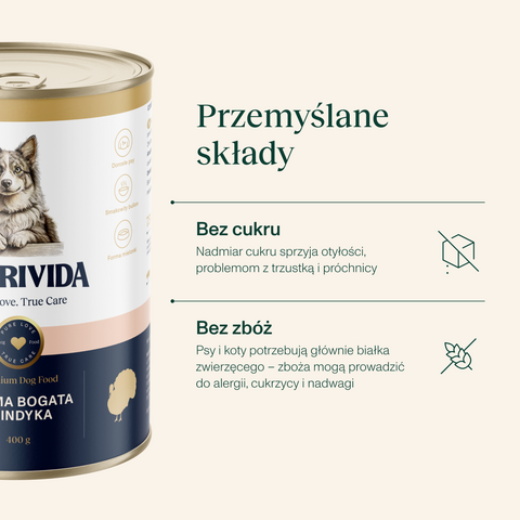 Karma mokra dla psa bogata w indyka