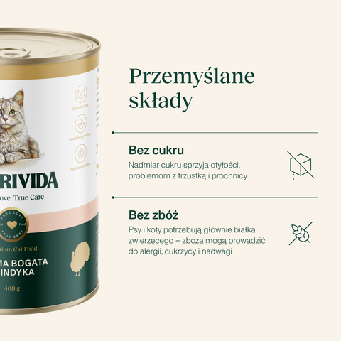 Karma mokra dla kota bogata w indyka
