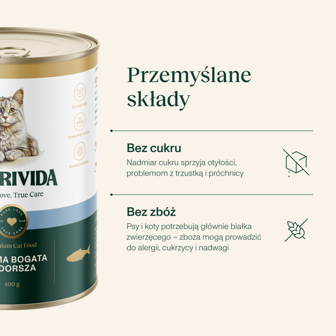 Karma mokra dla kota bogata w dorsza