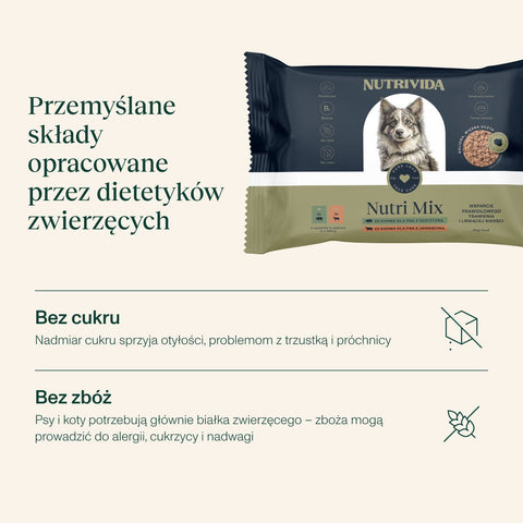 NutriMix dla Psa – MultiPack bezzbożowych saszetek (4 x 100g | 2 Smaki - dziczyzna i jagnięcina)