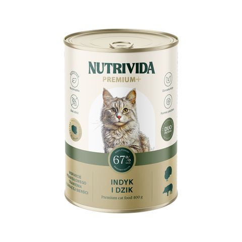 Indyk z dzikiem karma Premium+ dla kota