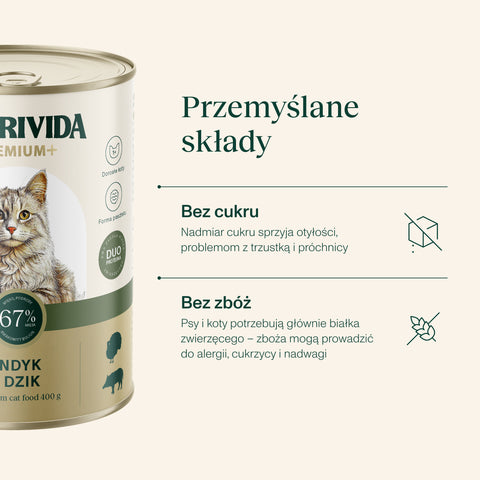 Indyk z dzikiem karma Premium+ dla kota