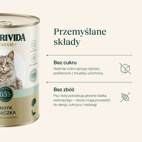 Indyk z kaczką karma Premium+ dla kota