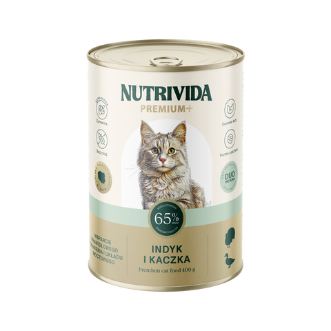 Indyk z kaczką karma Premium+ dla kota