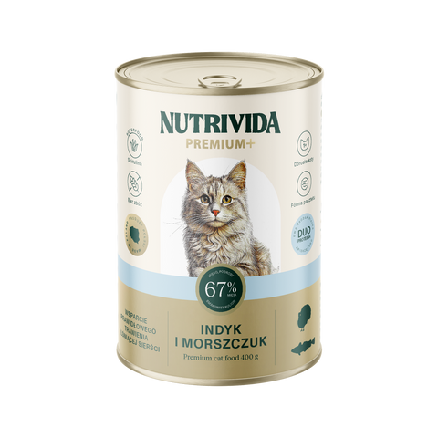 Indyk z morszczukiem karma Premium+ dla kota