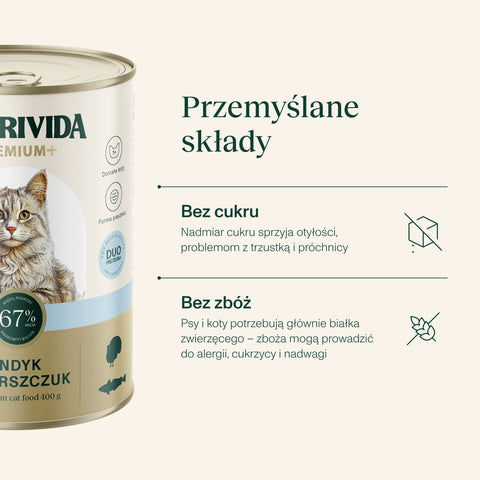 Indyk z morszczukiem karma Premium+ dla kota