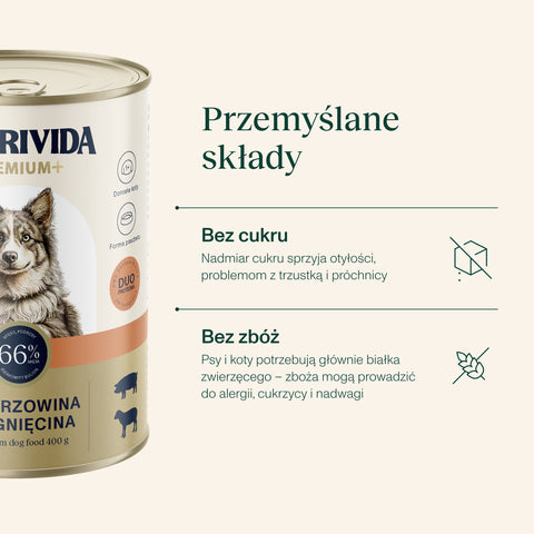 Wieprzowina z jagnięciną karma Premium+ dla psa