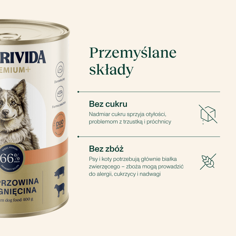 Wieprzowina z jagnięciną karma Premium+ dla psa