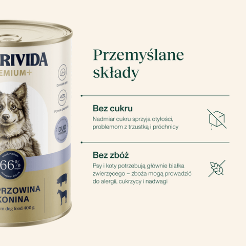 Wieprzowina z koniną karma Premium+ dla psa